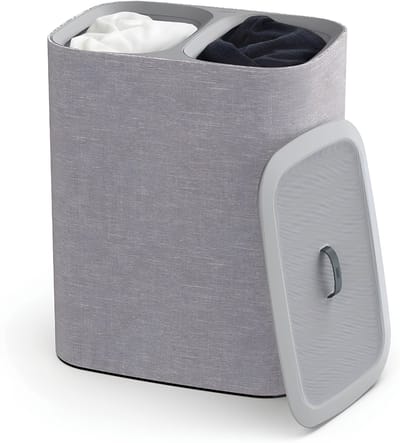 SP® Wasmand - 90L Wassorteerder - Wasmand Met Deksel - Wasbox - Grijs - 10cm x 56cm x 71cm