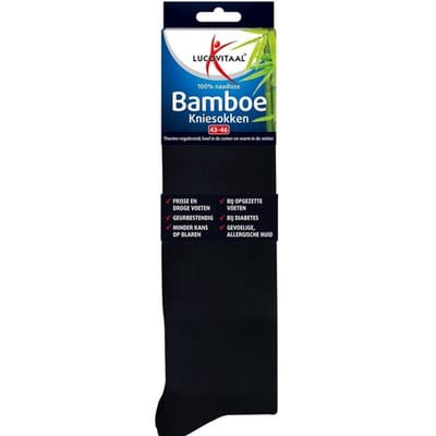 Lucovitaal Bamboe kniesok zwart maat 43-46 1 Paar