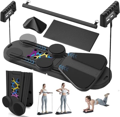 Pilates Bord - Buiktrainer Reformer - Thuis Trainen - Multifunctioneel 6-in-1 - 4 kg - Zwart