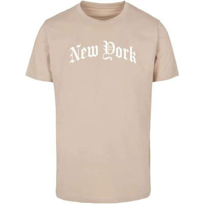 Mister Tee - New York Wording Heren Tshirt - M - Creme