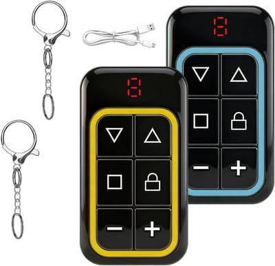 8-Kanaals Afstandsbediening voor Garagedeuren, Oplaadbaar via USB-C, Tot 50 m Bereik, Set van 2, Eenvoudige Kopieerfunctie voor Gemak