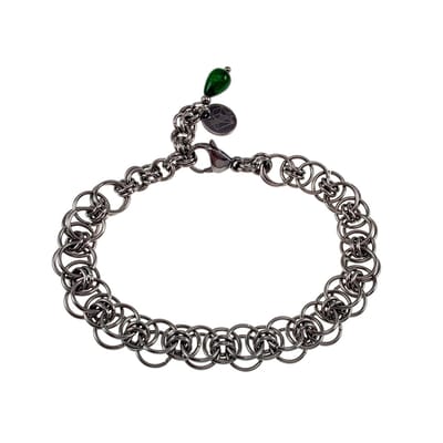 Celta Geweven Armband met Groene Chalcedoon Steen, RVS Armband, Dames, Handgemaakt door esde2, Verstelbaar 15-19cm