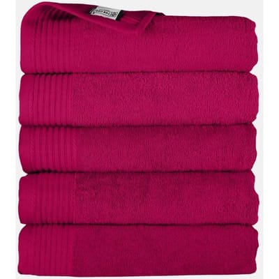 The One Towelling Handdoek - 50x100 cm - 5 stuks - Hotelkwaliteit - 450 g/m² - 100% Gekamd katoen - Magenta