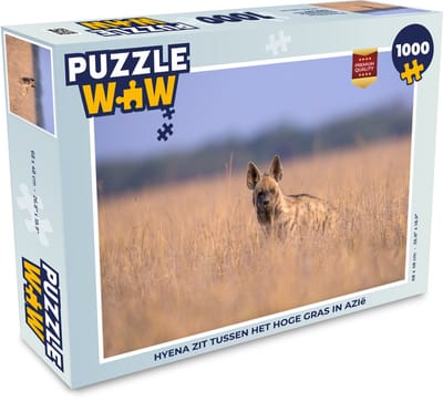Puzzel Hyena - Gras - Azië - Legpuzzel - Puzzel 1000 stukjes volwassenen