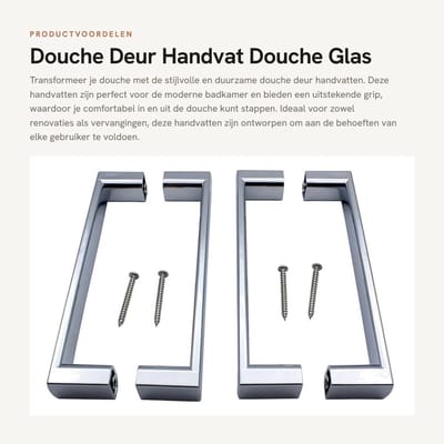 Dailygoods- Douchedeurhandvat Chroom - Douchedeurknop - Vervangingshandvat - Kunststof ABS - 155x19x32mm - Voor glasdikte 4-12mm - Deurklink