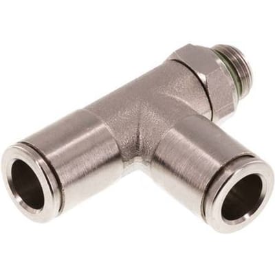 8mm x G1/8'' rechte hoek T-stuk Messing Insteekfitting Buitendraad Draaibaar FKM