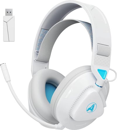 StayPowered Gaming Headset - Draadloos Genot met 50 mm Drivers - Ultra Lage Latenie - Afneembare Microfoon met Ruisonderdrukking - 50 Uur Accuduur - Compatibel met PS5/PS4/PC/Switch - Bluetooth 5.4 - Wit - Levering Sneller dan Aangegeven!