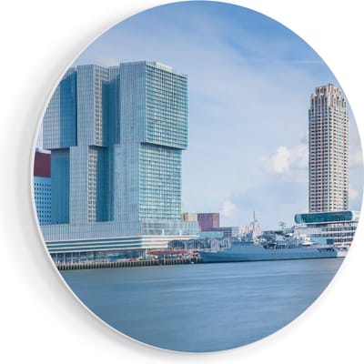 Artaza Forex Muurcirkel Rotterdamse Skyline Aan Het Water - 50x50 cm - Klein - Wandcirkel - Rond Schilderij - Muurdecoratie Cirkel