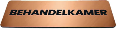 Deurbordje Brons/Koper-look met tekst behandelkamer - Formaat 150 x 50 mm x 1,6 mm - Zelfklevend | Luxe uitstraling | Geborstelde Koper/Brons toplaag | Gratis Verzending | Decoporta