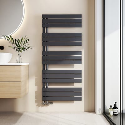 EMKE Handdoekradiator - Plat Design - Mat Antraciet - 132x60 cm - 798W - Badkamer Verwarming - CV Radiator