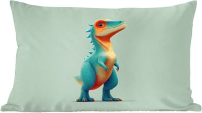 Sierkussens - Kussentjes Woonkamer - 60x40 cm - Cartoon - Dino - Oranje - Stekels