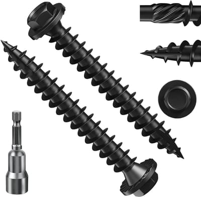 Zeskantschroeven voor buiten - Houtbouwschroeven constructieschroef - Robuuste constructies bouwen - Roestbestendig gecoat - 5.5 x 50 mm - Zwart