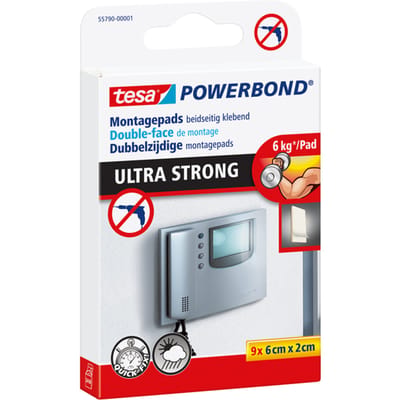 tesa zelfklevende pads Powerbond Ultra Strong dubbelzijdige installatiepads – verpakking 9 stuks