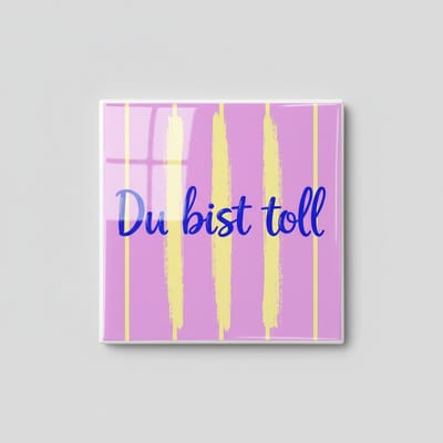 “Du Bist Toll” Keramische Tegel 15x15 cm – Duitse Compliment Quote | Leuk Roze & Geel Design Woondecoratie Cadeau