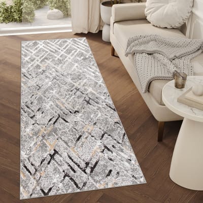 Tapiso Crystal Loper Tapijtloper Lichtgrijs Laagpolig Kleed Vloerkleed Maat- 70x100