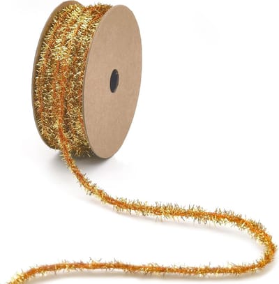 Lametta lint - Decoratieve band - Feestversiering - Glanzend knippereffect - 9 meter - Goud