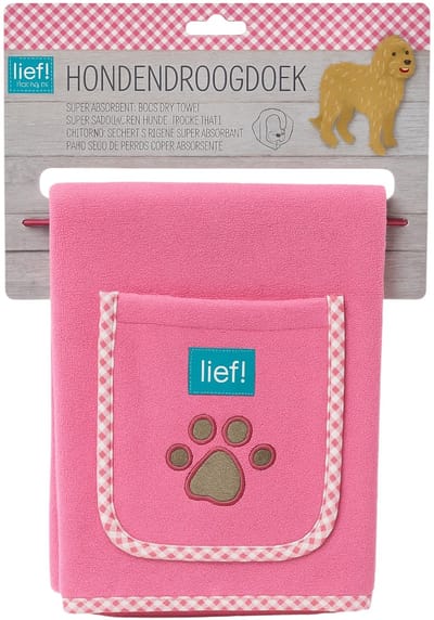 Lief Girls – Hondendroogdoek – Handdoek voor honden – Roze – Maat L - 70 x 95 cm