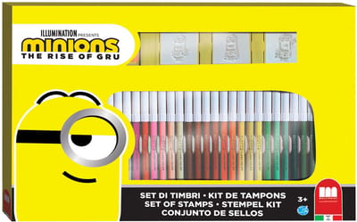 Multiprint Minions kleurset met stempels - creatieve knutseldoos 41-delig.