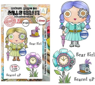 Aall & Create clearstamps A7 - Gear girl