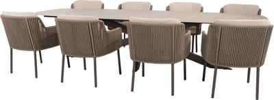 Prado Bernini dining tuinset 300x110xH75 cm 9 delig keramiek terre 4 Seasons Outdoor