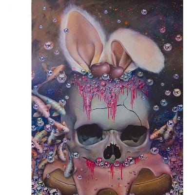 5D diamant broderie lapin crâne dessin animé bricolage diamant peinture point de croix 20X30CM
