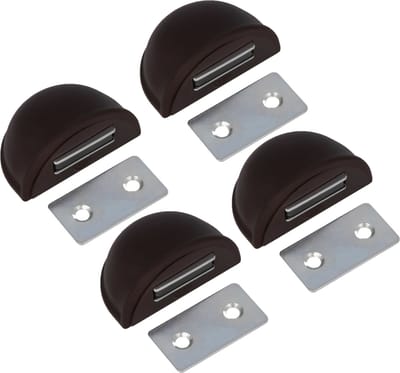 AMIG Deurstop/deurmagneet - 4x - D48mm - zelfklevend - bruin - kunststof