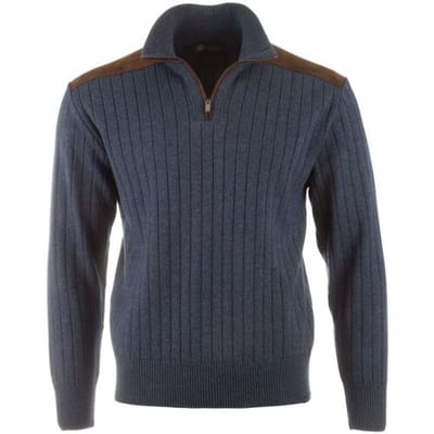 Paul & Shark Trui Suede Wool Cashmere Half Zip Mood Indigo / male
