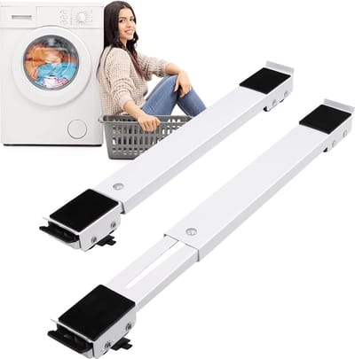 Set van 2 instelbare wasmachine-onderstel, meubelwielen van roestvrij staal, single kan 300 kg, meubeltransportwielen met antislip onderkant van rubber voor koelkast, banken, kasten