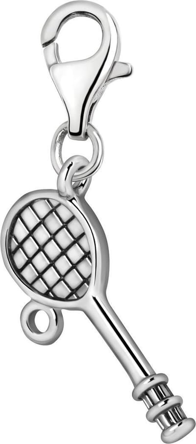 Quiges – Charm – Hanger - 3D Tennisracket - Verzilverd - karabijnslot - geschikt - voor - Bedelarmband - QHC097