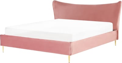 CHALEIX - Tweepersoonsbed - Perzik - 180 x 200 cm - Fluweel