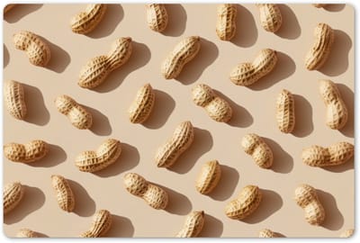 Placemats 45x30 cm - Placemat kunststof - 1 stuk - Pinda's - Patroon - Beige - Borden onderleggers - Decoratie voor op tafel - Keuken tafeldecoratie accessoires - Vinyl onderlegger - Tafelversiering