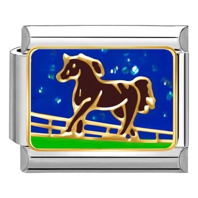 Quiges - Schakel - Bedel - 9mm - charms - Paard - Geschikt voor - armband - Schakelarmband - italy bedels armband