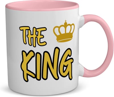 Akyol - the king koffiemok - theemok - roze - Koning - iemand die zich voelt als een koning - verjaardagscadeau - kroontje - kado - gift - geschenk - 350 ML inhoud