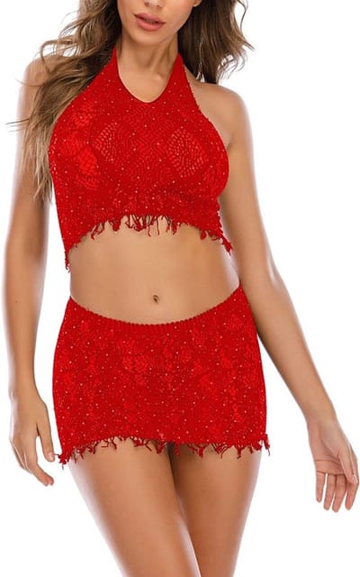 Golden crown - Lingerie mini-jurk - Sexy babydoll - Rood - Dames