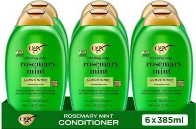 OGX Rosemary Mint Conditioner, Verhelderend, Verwijdert Oliën & Residuen, Sulfaatvrij, Lipi Pro Shield Technologie, Gezond Uitziend Haar, 6x385 ml