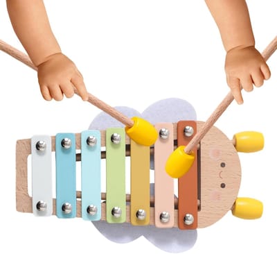 Houten Xylofoon - Muziekinstrument Kinderen - Vroeg Leren - Gladde Houten Constructie - 20 x 15 x 5 cm