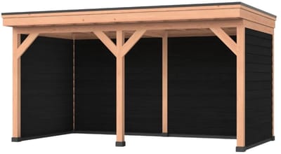 Douglas overkapping, 500 x 250, Met achterwand en twee zijwanden, Westwood Comfort Basic zwart