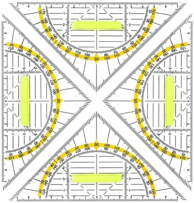 Dailygoods- Driehoek 4 Stuks - Geodriehoek met Gradenboog - Hypotenuse 157 mm - Katheten 110 mm - Helder Acrylglas - Geschikt voor Geometrie