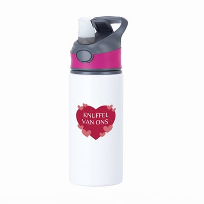 Hacebo® - Knuffel van ons waterfles met rietje roze - Liefde - iemand die liefde nodig heeft - verjaardagscadeau - kado - gift - geschenk - water fles - 650ML