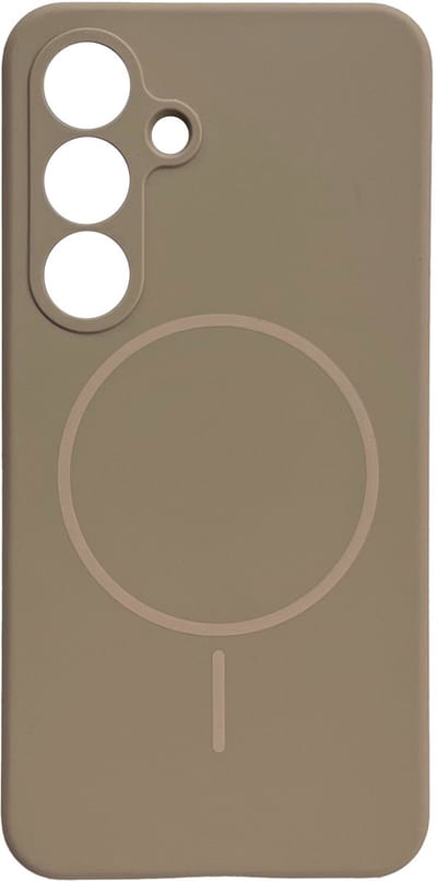 Casemania Hoesje Geschikt voor Samsung Galaxy S25 - Beige - Zachte Liquid Siliconen Back Cover Case - Geschikt voor MagSafe - Zeer Sterke Magneet - Telefoon hoes met Camera Bescherming