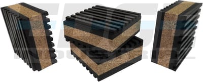 Trillingsdempende Ophangingsonderzetters voor Apparatuur - 50x50x22mm Rubber met Kurk