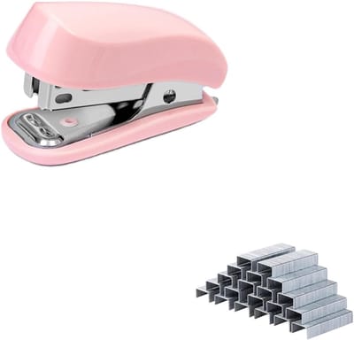 Mini nietmachine - Handzaam apparaat - Documenten ordenen - Ingebouwde verwijderaar - Compact formaat - Roze
