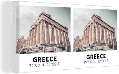 Canvas Schilderij Parthenon - Griekenland - Athene - 40x20 cm - Wanddecoratie