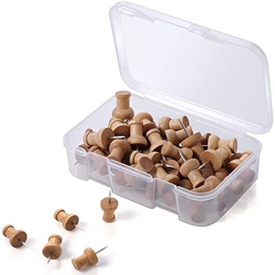 Houten Duwpennen Set met 50 Stuks - Klassieke Stijl voor Prikborden en Projecten