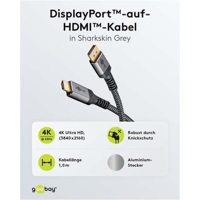 Goobay Plus DisplayPort naar HDMI kabel | 4K 60Hz | 3 meter
