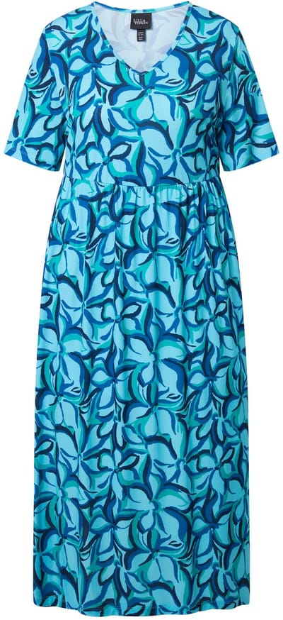 Ulla Popken - Dames - Jersey maxi-jurk - Marine - Maat 62+