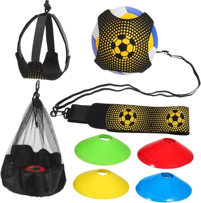 Voetbal Trainingsset - Solo Trainer - Balvaardigheid Verbeteren - Verstelbaar Riemontwerp - 19 x 19 x 6 cm - Zwart