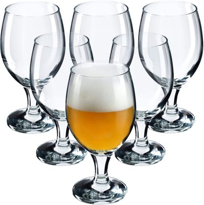 KADAX Wijnglazen, vaatwasmachinebestendige wijnkelken, hoogwaardige en elegante glazenset voor rode en witte wijn, kelkglazen voor het serveren van wijn en champagne (6 x 400 ml, voor bier)