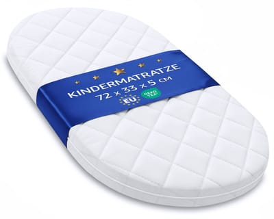 co-sleeper matras 33x72 cm voor wieg babybed reiswieg Mosesmand draagmand ledikant kinderwagen baby ovaal pasgeboren zuigeling comfortabel – ademend & wasbaar 72 x 33 Oeko-Tex