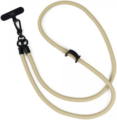 HappyCase Stevig en Universeel Telefoon Koord / Polsbandje | Verstelbare Smartphone Ketting | Universele Telefoonketting | 120CM | Beige